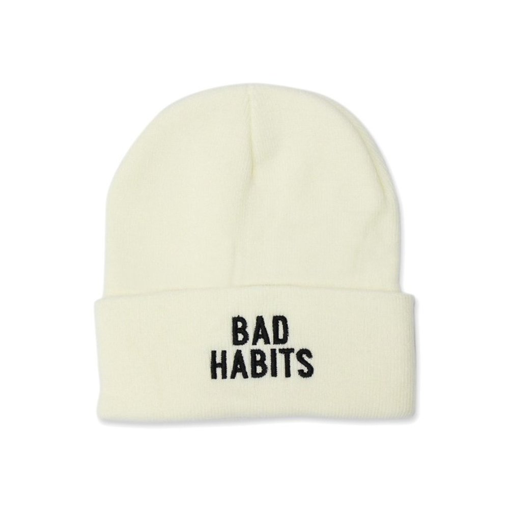Bad Habit Embroidered Hat - White/Black